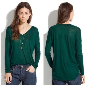 Madewell Anthem Long Sleeve V-Neck Tee (Green)